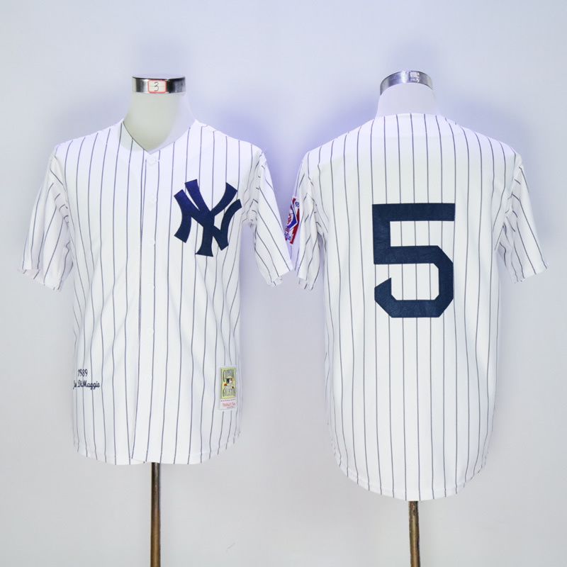 Men New York Yankees #5 Dimaggio White MLB Jerseys